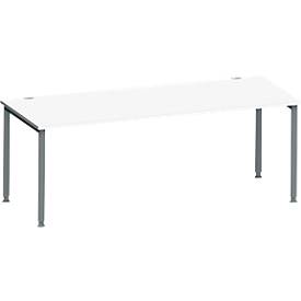Schäfer Shop Genius Schreibtisch MODENA FLEX, 4-Fuß-Rundrohr, B 2000 x T 1000 mm, weiß/anthrazit