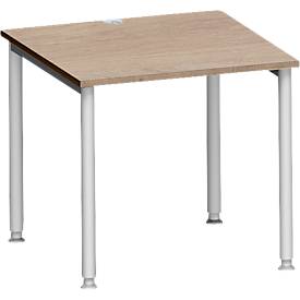 Schäfer Shop Genius Schreibtisch MODENA FLEX, 4-Fuß-Rundrohr, B 800 x T 800 mm, Eiche/weißalu