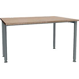 Schäfer Shop Genius Schreibtisch MODENA FLEX, Breite 1200 mm, einseitig verkürzt, Eiche/weißaluminium