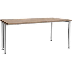 Schäfer Shop Genius Schreibtisch MODENA FLEX, Breite 1600 mm, einseitig verkürzt, Eiche/weißaluminium