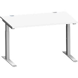 Schäfer Shop Genius Schreibtisch MODENA FLEX, C-Fuß-Rechteckrohr, B 1200 x T 800 mm, weiß/weißalu