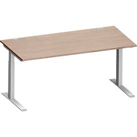 Schäfer Shop Genius Schreibtisch MODENA FLEX, C-Fuß-Rechteckrohr, B 1600 x T 800 mm, Eiche-Dekor/weißalu