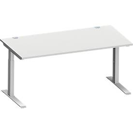 Schäfer Shop Genius Schreibtisch MODENA FLEX, C-Fuß-Rechteckrohr, B 1600 x T 800 mm, lichtgrau/weißalu