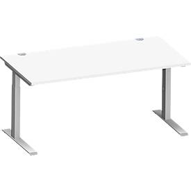 Schäfer Shop Genius Schreibtisch MODENA FLEX, C-Fuß-Rechteckrohr, B 1600 x T 800 mm, weiß/weißalu