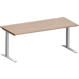 Schäfer Shop Genius Schreibtisch MODENA FLEX, C-Fuß-Rechteckrohr, B 1800 x T 800 mm, Eiche-Dekor/weißalu