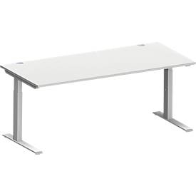 Schäfer Shop Genius Schreibtisch MODENA FLEX, C-Fuß-Rechteckrohr, B 1800 x T 800 mm, lichtgrau/weißalu