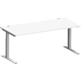 Schäfer Shop Genius Schreibtisch MODENA FLEX, C-Fuß-Rechteckrohr, B 1800 x T 800 mm, weiß/weißalu
