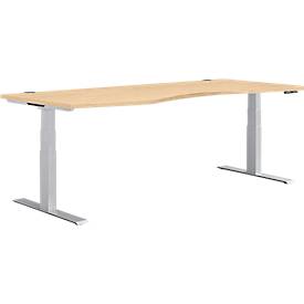 Schäfer Shop Genius Schreibtisch MODENA FLEX, elektrisch höhenverstellbar, Freiform, Ansatz links, B 1800 mm, Ahorn/weißalu