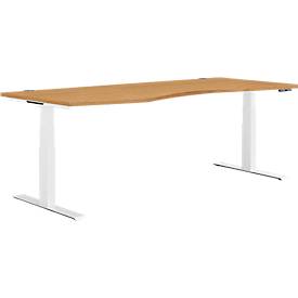 Schäfer Shop Genius Schreibtisch MODENA FLEX, elektrisch höhenverstellbar, Freiform, Ansatz links, B 1800 mm, Buche/weiß