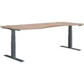 Schäfer Shop Genius Schreibtisch MODENA FLEX, elektrisch höhenverstellbar, Freiform, Ansatz links, B 1800 mm, Eiche/anthrazit
