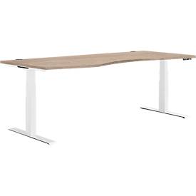 Schäfer Shop Genius Schreibtisch MODENA FLEX, elektrisch höhenverstellbar, Freiform, Ansatz links, B 1800 mm, Eiche/weiß