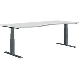 Schäfer Shop Genius Schreibtisch MODENA FLEX, elektrisch höhenverstellbar, Freiform, Ansatz links, B 1800 mm, lichtgrau/anthrazit