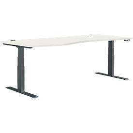 Schäfer Shop Genius Schreibtisch MODENA FLEX, elektrisch höhenverstellbar, Freiform, Ansatz links, B 1800 mm, weiß/anthrazit