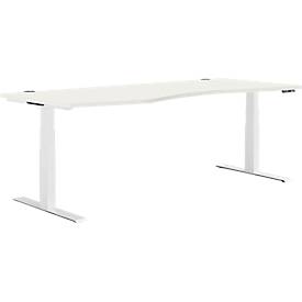 Schäfer Shop Genius Schreibtisch MODENA FLEX, elektrisch höhenverstellbar, Freiform, Ansatz links, B 1800 mm, weiß/weiß
