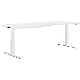 Schäfer Shop Genius Schreibtisch MODENA FLEX, elektrisch höhenverstellbar, Freiform, Ansatz links, B 1800 mm, weiß/weiß