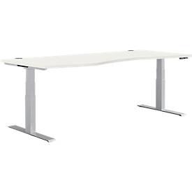 Schäfer Shop Genius Schreibtisch MODENA FLEX, elektrisch höhenverstellbar, Freiform, Ansatz links, B 1800 mm, weiß/weißalu 