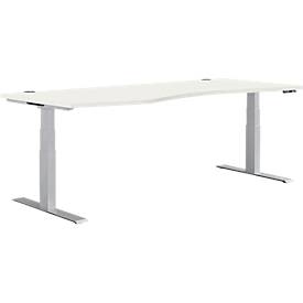 Schäfer Shop Genius Schreibtisch MODENA FLEX, elektrisch höhenverstellbar, Freiform, Ansatz links, B 1800 mm, weiß/weißalu