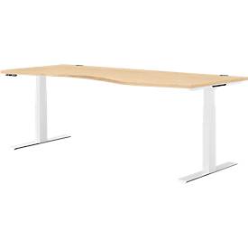 Schäfer Shop Genius Schreibtisch MODENA FLEX, elektrisch höhenverstellbar, Freiform, Ansatz rechts, B 1800 mm, Ahorn/weiß