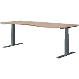 Schäfer Shop Genius Schreibtisch MODENA FLEX, elektrisch höhenverstellbar, Freiform, Ansatz rechts, B 1800 mm, Eiche/anthrazit