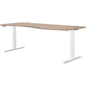 Schäfer Shop Genius Schreibtisch MODENA FLEX, elektrisch höhenverstellbar, Freiform, Ansatz rechts, B 1800 mm, Eiche/weiß