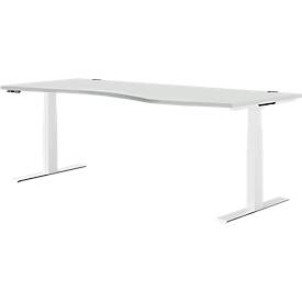 Schäfer Shop Genius Schreibtisch MODENA FLEX, elektrisch höhenverstellbar, Freiform, Ansatz rechts, B 1800 mm, lichtrgau/weiß