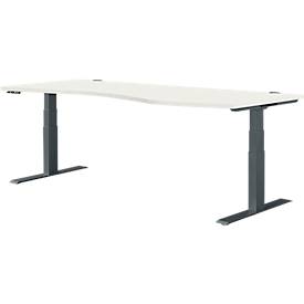 Schäfer Shop Genius Schreibtisch MODENA FLEX, elektrisch höhenverstellbar, Freiform, Ansatz rechts, B 1800 mm, weiß/anthrazit
