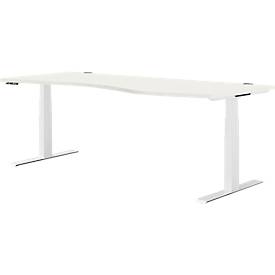 Schäfer Shop Genius Schreibtisch MODENA FLEX, elektrisch höhenverstellbar, Freiform, Ansatz rechts, B 1800 mm, weiß/weiß