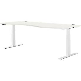 Schäfer Shop Genius Schreibtisch MODENA FLEX, elektrisch höhenverstellbar, Freiform, Ansatz rechts, B 1800 mm, weiß/weiß