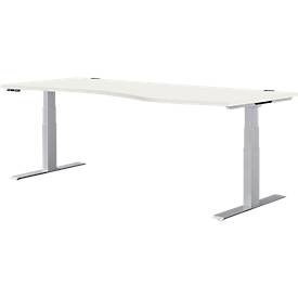 Schäfer Shop Genius Schreibtisch MODENA FLEX, elektrisch höhenverstellbar, Freiform, Ansatz rechts, B 1800 mm, weiß/weißalu
