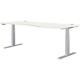 Schäfer Shop Genius Schreibtisch MODENA FLEX, elektrisch höhenverstellbar, Freiform, Ansatz rechts, B 1800 mm, weiß/weißalu