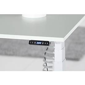 Schäfer Shop Genius Schreibtisch MODENA FLEX, elektrisch höhenverstellbar, Rechteck, T-Fuß, B 1200 x T 800 x H 645-1290 mm, weiß/weißalu