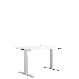 Schäfer Shop Genius Schreibtisch MODENA FLEX, elektrisch höhenverstellbar, Rechteck, T-Fuß, B 1200 x T 800 x H 645-1290 mm, weiß/weißalu