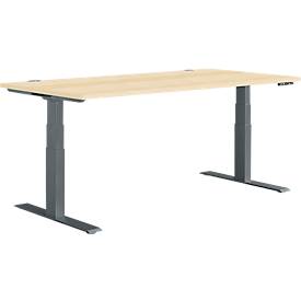 Schäfer Shop Genius Schreibtisch MODENA FLEX, elektrisch höhenverstellbar, Rechteck, T-Fuß, B 1600 x T 800 mm, Ahorn/anthrazit