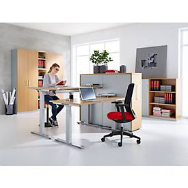 Schäfer Shop Genius Schreibtisch MODENA FLEX, elektrisch höhenverstellbar, Rechteck, T-Fuß, B 1600 x T 800 mm, Buche/weißalu