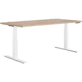 Schäfer Shop Genius Schreibtisch MODENA FLEX, elektrisch höhenverstellbar, Rechteck, T-Fuß, B 1600 x T 800 mm, Eiche/weiß