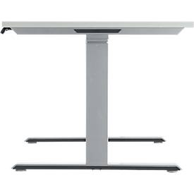 Schäfer Shop Genius Schreibtisch MODENA FLEX, elektrisch höhenverstellbar, Rechteck, T-Fuß, B 1600 x T 800 mm, lichtgrau/weißalu + Memorypanel 