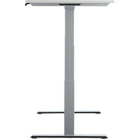 Schäfer Shop Genius Schreibtisch MODENA FLEX, elektrisch höhenverstellbar, Rechteck, T-Fuß, B 1600 x T 800 mm, lichtgrau/weißalu + Memorypanel 