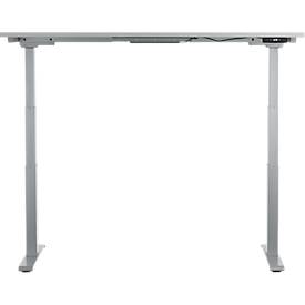 Schäfer Shop Genius Schreibtisch MODENA FLEX, elektrisch höhenverstellbar, Rechteck, T-Fuß, B 1600 x T 800 mm, lichtgrau/weißalu + Memorypanel 