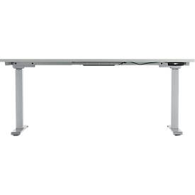 Schäfer Shop Genius Schreibtisch MODENA FLEX, elektrisch höhenverstellbar, Rechteck, T-Fuß, B 1600 x T 800 mm, lichtgrau/weißalu + Memorypanel 