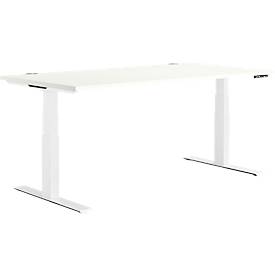 Schäfer Shop Genius Schreibtisch MODENA FLEX, elektrisch höhenverstellbar, Rechteck, T-Fuß, B 1600 x T 800 mm, weiß/weiß