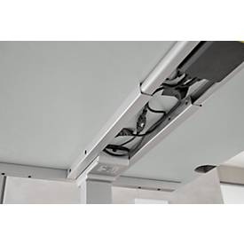 Schäfer Shop Genius Schreibtisch MODENA FLEX, elektrisch höhenverstellbar, Rechteck, T-Fuß, B 1600 x T 800 x H 645-1290 mm, weiß/weißalu