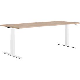Schäfer Shop Genius Schreibtisch MODENA FLEX, elektrisch höhenverstellbar, Rechteck, T-Fuß, B 1800 x T 800 mm, Eiche/weiß