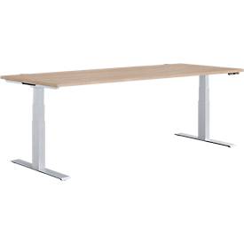 Schäfer Shop Genius Schreibtisch MODENA FLEX, elektrisch höhenverstellbar, Rechteck, T-Fuß, B 1800 x T 800 mm, Eiche/weißalu