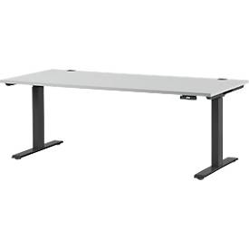 Schäfer Shop Genius Schreibtisch MODENA FLEX, elektrisch höhenverstellbar, Rechteck, T-Fuß, B 1800 x T 800 mm, lichtgrau/anthrazit