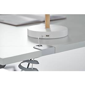 Schäfer Shop Genius Schreibtisch MODENA FLEX, elektrisch höhenverstellbar, Rechteck, T-Fuß, B 1800 x T 800 mm, lichtgrau/anthrazit