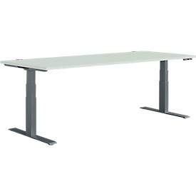 Schäfer Shop Genius Schreibtisch MODENA FLEX, elektrisch höhenverstellbar, Rechteck, T-Fuß, B 1800 x T 800 mm, lichtgrau/anthrazit