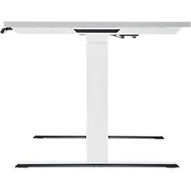 Schäfer Shop Genius Schreibtisch MODENA FLEX, elektrisch höhenverstellbar, Rechteck, T-Fuß, B 1800 x T 800 mm, lichtgrau/weiß