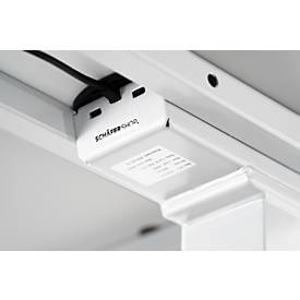 Schäfer Shop Genius Schreibtisch MODENA FLEX, elektrisch höhenverstellbar, Rechteck, T-Fuß, B 1800 x T 800 mm, lichtgrau/weiß