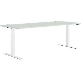 Schäfer Shop Genius Schreibtisch MODENA FLEX, elektrisch höhenverstellbar, Rechteck, T-Fuß, B 1800 x T 800 mm, lichtgrau/weiß