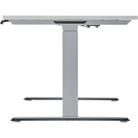 Schäfer Shop Genius Schreibtisch MODENA FLEX, elektrisch höhenverstellbar, Rechteck, T-Fuß, B 1800 x T 800 mm, lichtgrau/weißalu